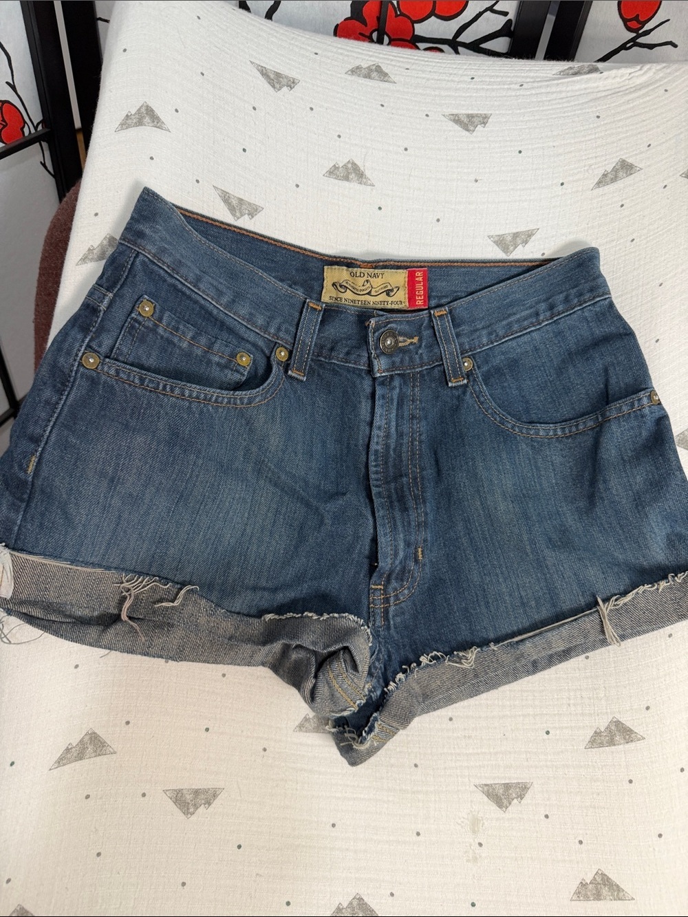 Old Navy Dark Blue Frayed Denim Cutoff Shorts